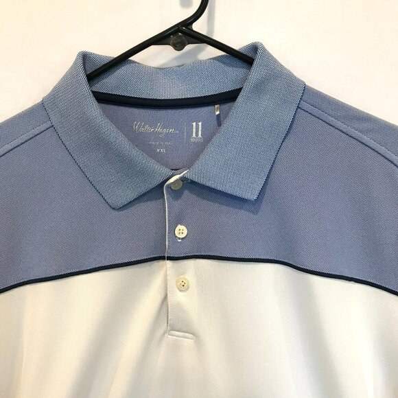 Walter Hagen 11 Majors Men's 3-Button Golf Polo Sz XXL Colorblock Blue and White - Picture 2 of 15